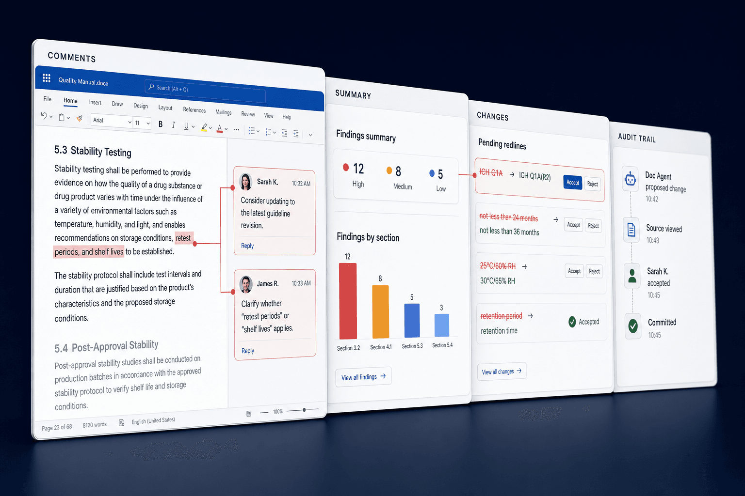 Energy review decision view with annotated document and disposition status