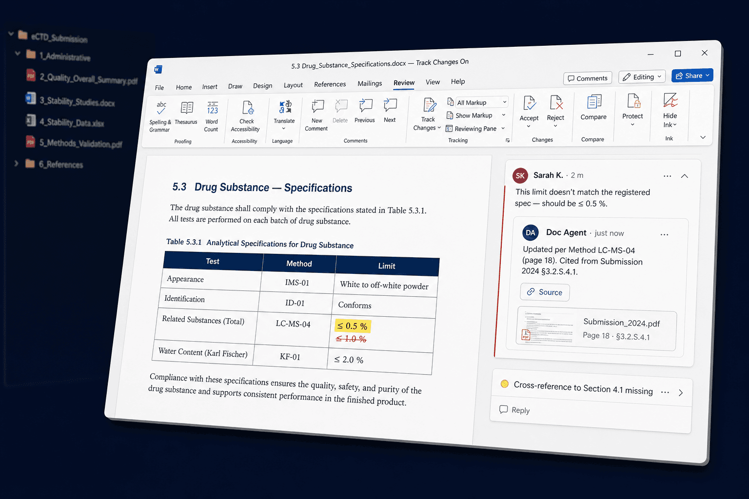 Annotated PDF with comments and summary panel