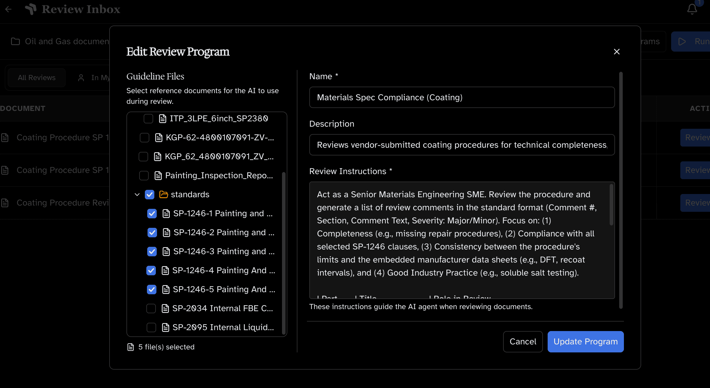 Raycaster maps a turnover package against the owner's standards, the project specifications, and the Master Asset Register before review.
